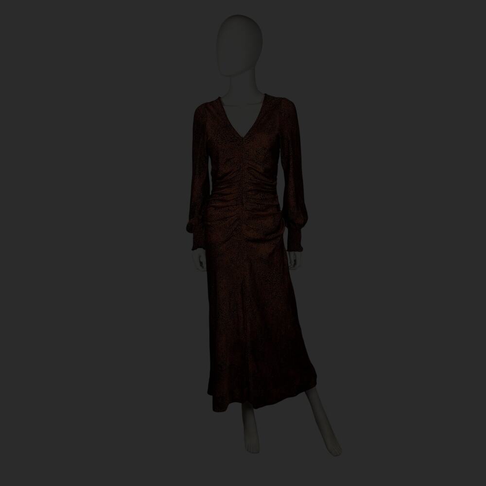 Melloday Rust Animal Print Satin Midi Dress – Size S